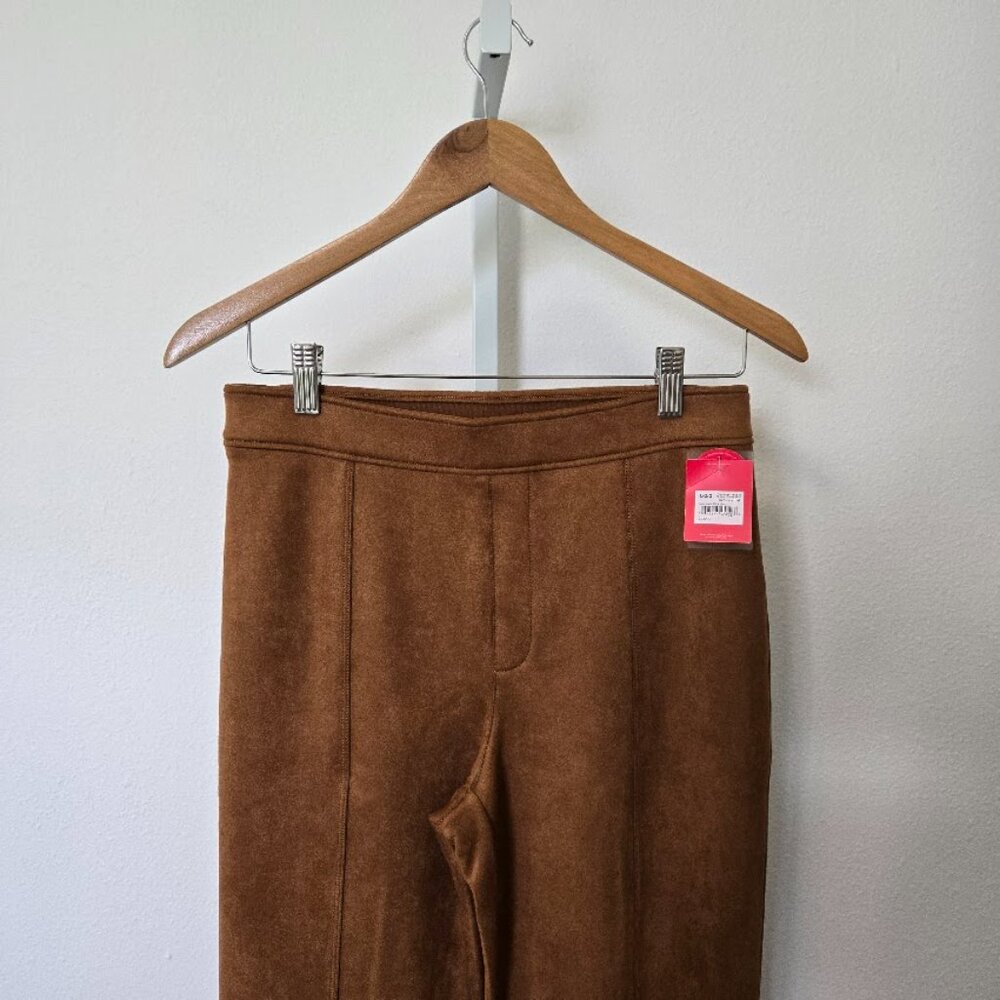 SPANX Faux Suede Flare women's Pants rich caramel Size L  NEW - Picture 3 of 9